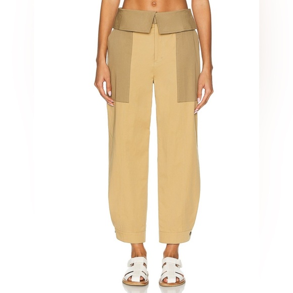 NWT FRAME Foldover Trouser Size 4 in Color Light/Tan Multi - Picture 1 of 11